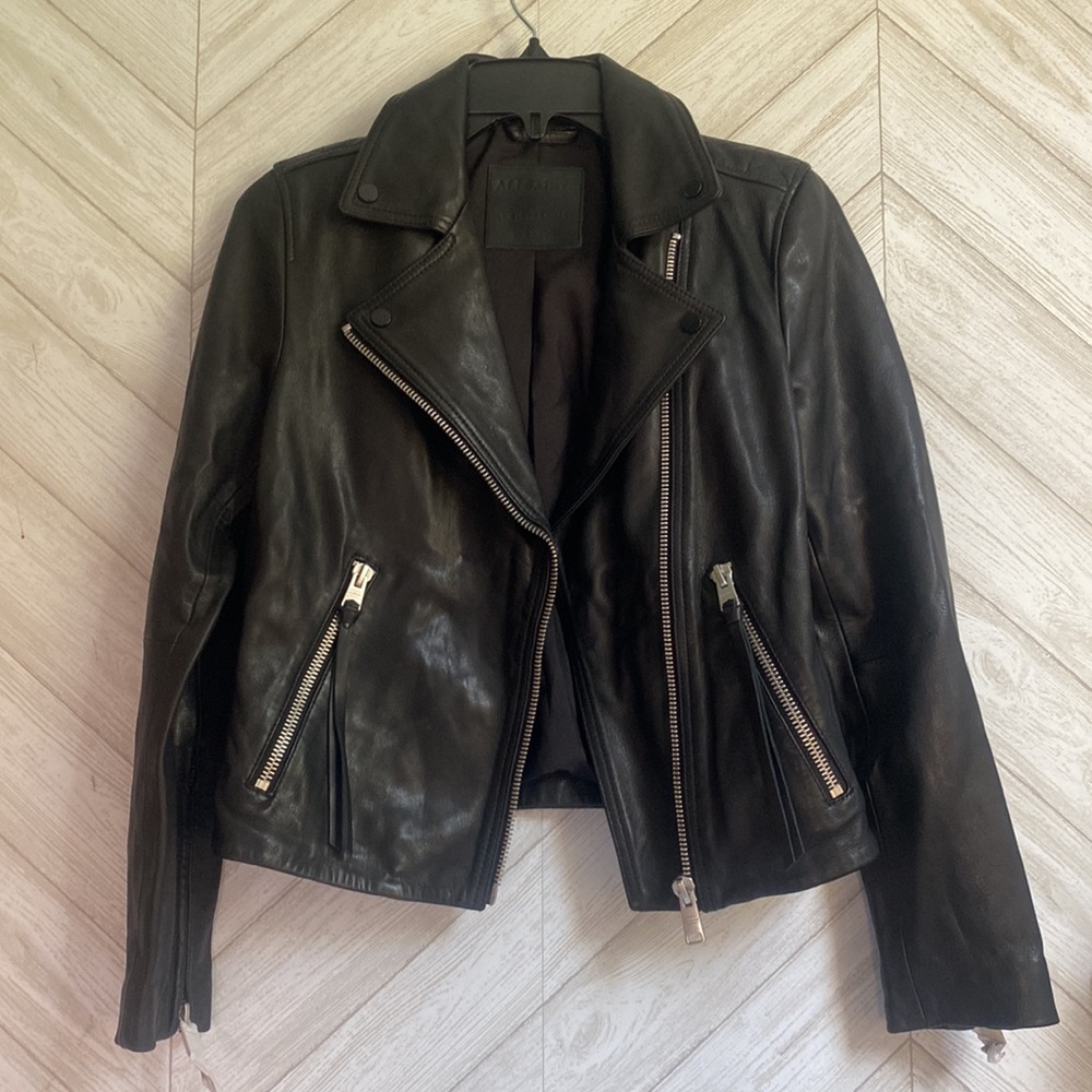 All Saints Black Leather Jacket - Picture 6 of 9